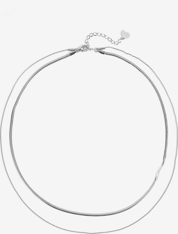 Hey Happiness Necklace 'Duo Shine' in Silver: front