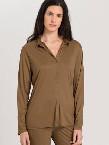 Hanro Pajama Shirt 'Grand Central' in Brown: front