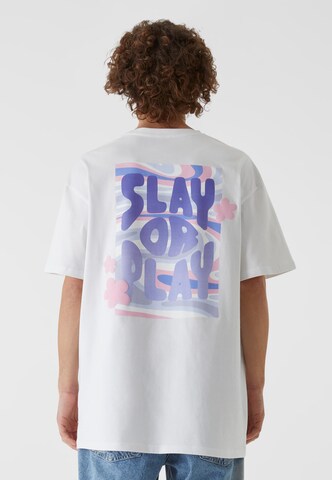T-Shirt 'Slay Or Play' Lost Youth en blanc : devant