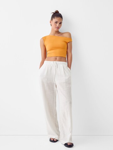 Wide Leg Pantalon Bershka en blanc