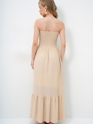 Trend Alaçatı Stili Jurk in Beige