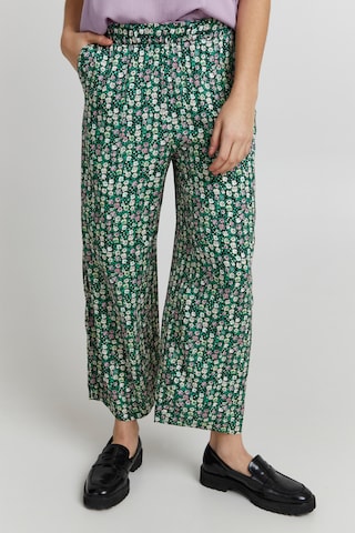 ICHI Wide leg Broek 'IHMARRAKECH' in Groen: voorkant