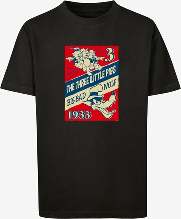 F4NT4STIC Shirt 'Die Drei Kleinen Schweinchen' in Zwart: voorkant