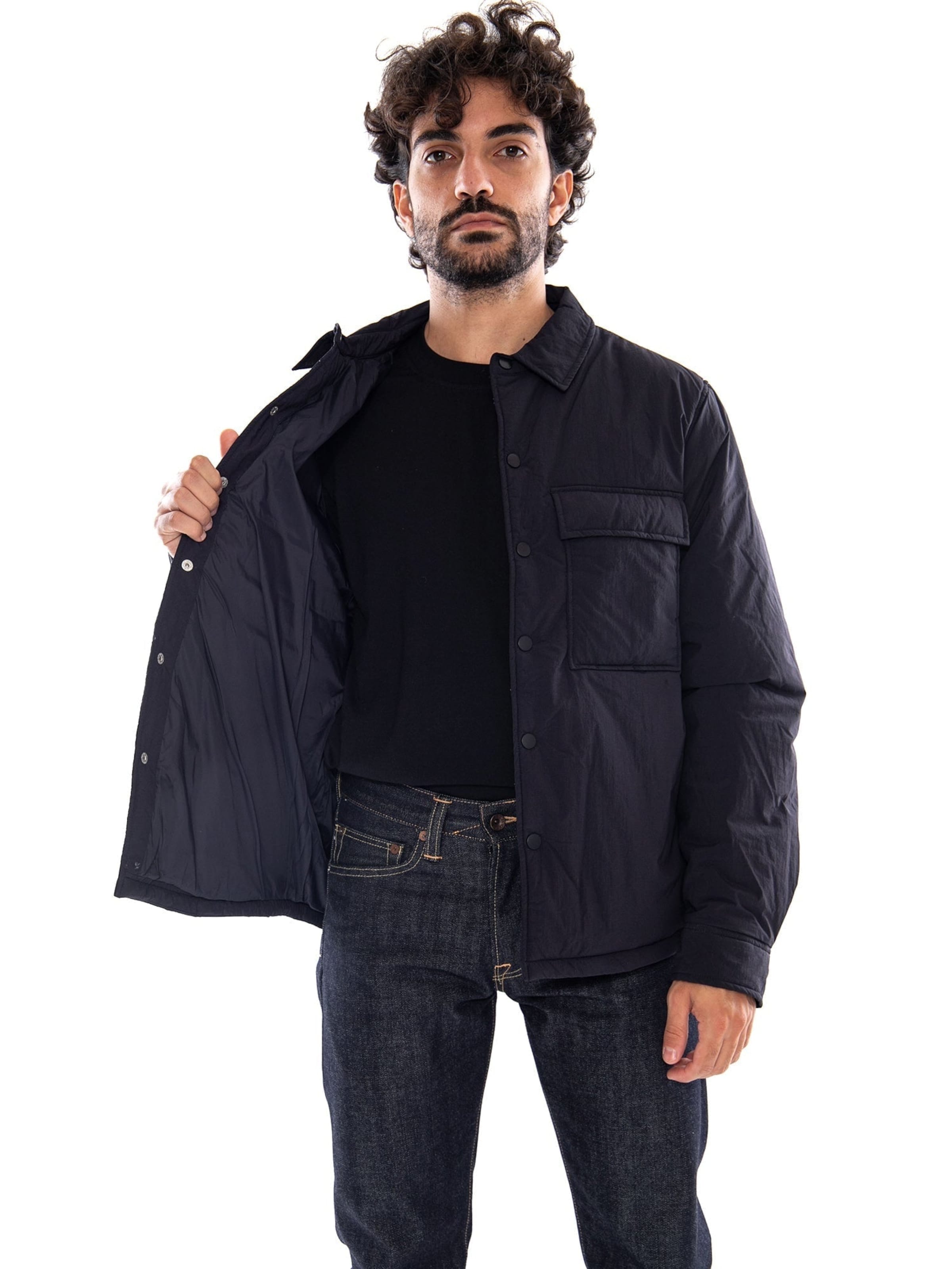 EDWIN Koszula 'Nest Padded Overshirt LS Dark Navy' w kolorze niebieski