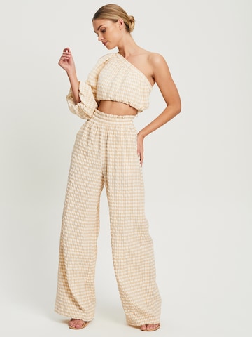 The Fated Wide leg Broek in Beige