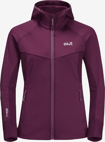 JACK WOLFSKIN Athletic Fleece Jacket 'Hydro Grid' in Purple: front