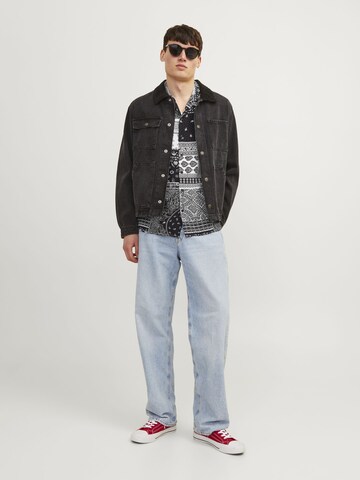 JACK & JONES Comfort fit Button Up Shirt 'Hawaii' in Black