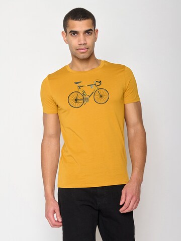 GREENBOMB Shirt 'Bike Knut' in Yellow: front