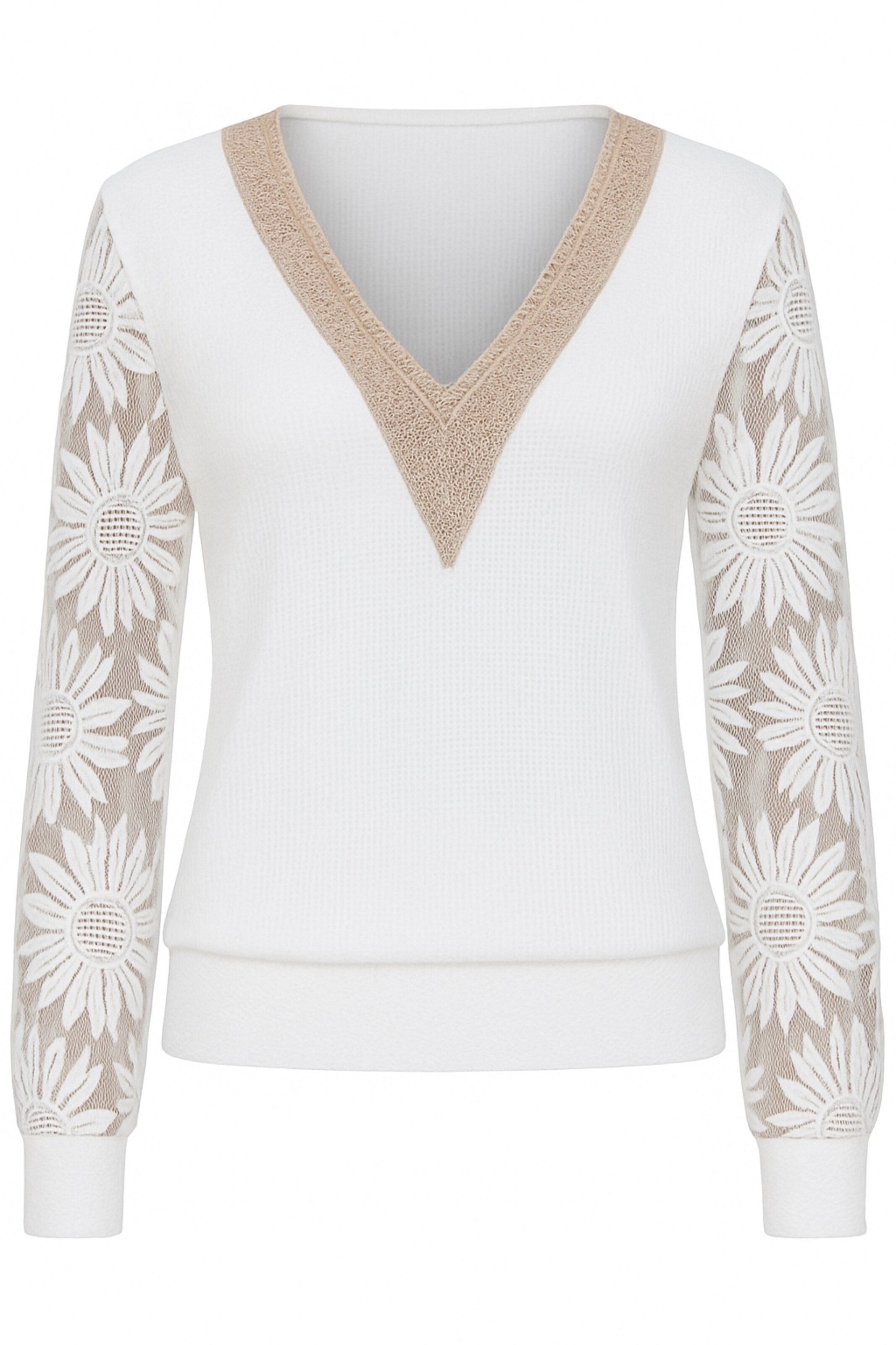 JANE's Blouse in de kleur Beige / Wit, Productweergave