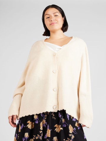 ONLY Carmakoma Strikkejakke 'Rositta' i beige: forside