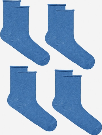 Albero Natur Socks 'Bio-Baumwoll-Socken mit Rollrand Unisex – 4er Pack' in Blue: front