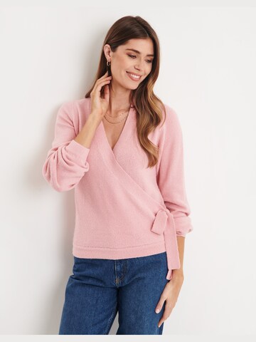 Threadbare Knit Cardigan 'Oregano' in Pink: front