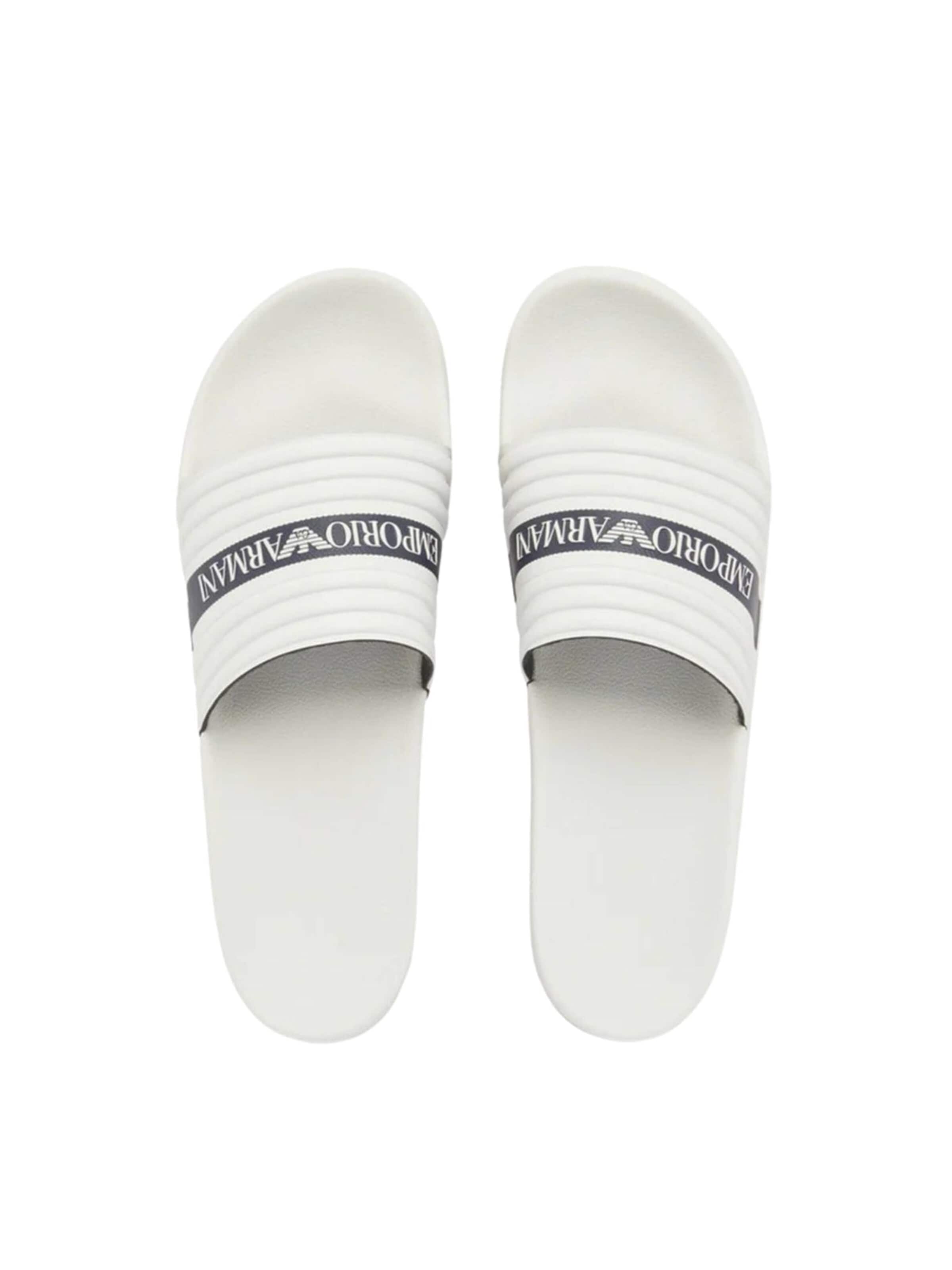 Emporio Armani - Zapatos abiertos 'Logotape PVC Sliders' en blanco