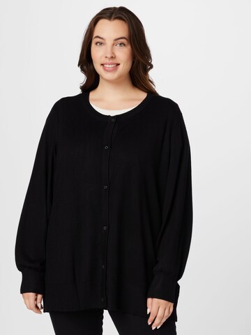 Zizzi Knit Cardigan 'CARRIE' in Black: front