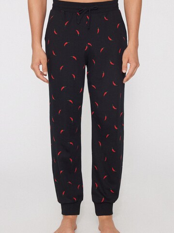 Tezenis Regular Pajama Pants in Black: front