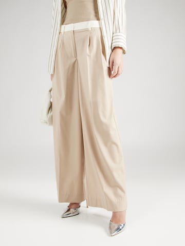 REMAIN Wide leg Bandplooibroek in Beige: voorkant