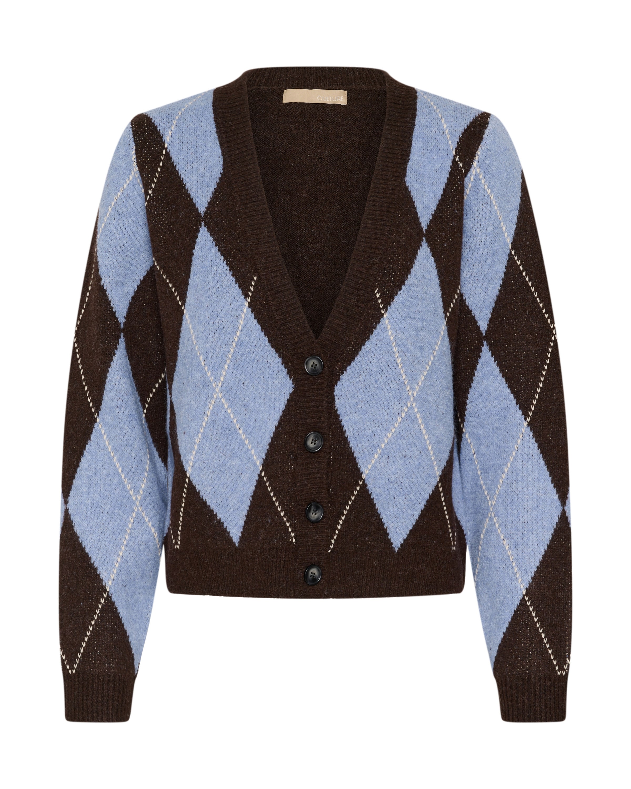 világoskék / barna CULTURE Kardigán 'argyle' - L, Termék nézet