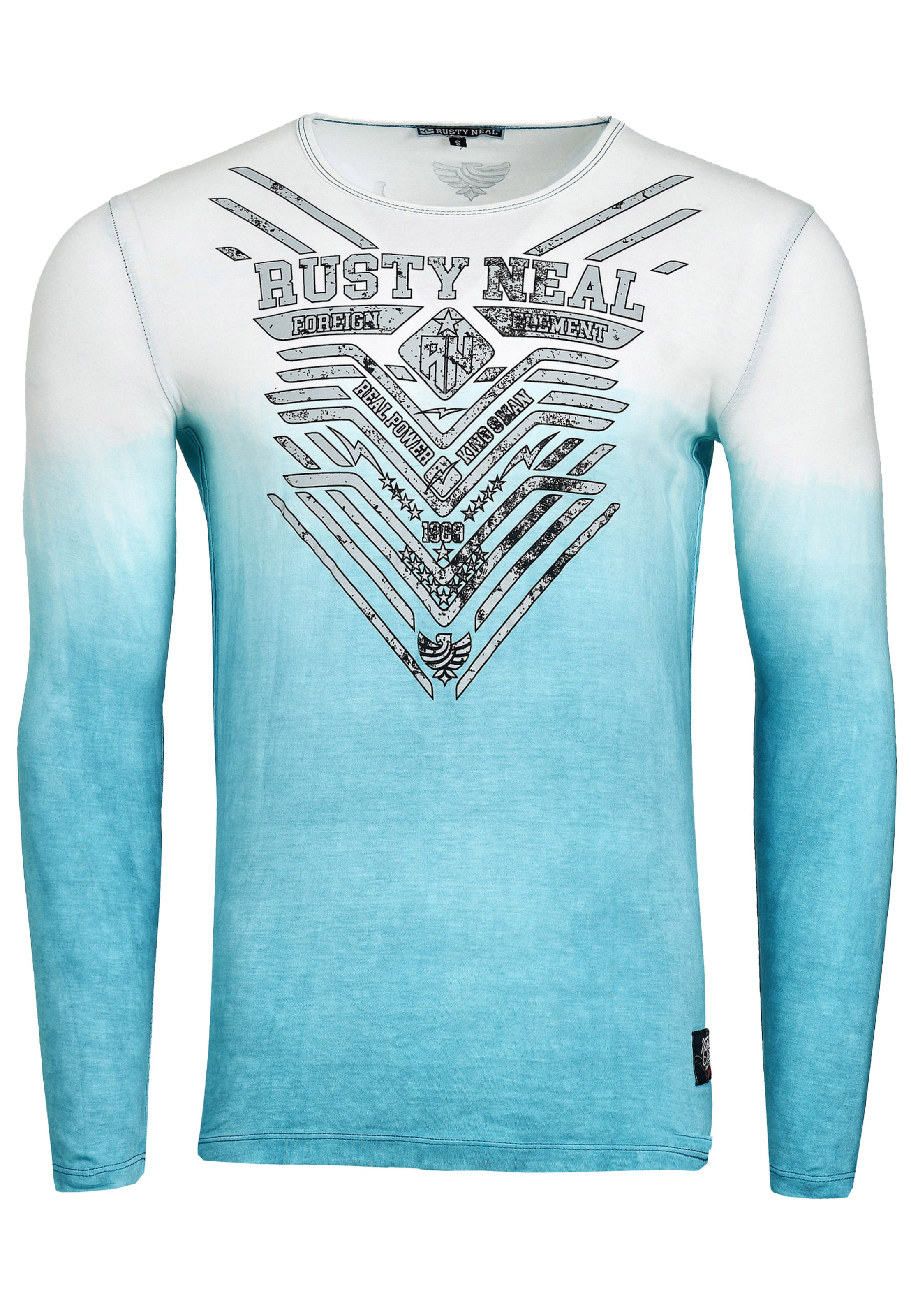 Rusty Neal Longsleeve mit großem Front- Print in Blau: Vorderseite