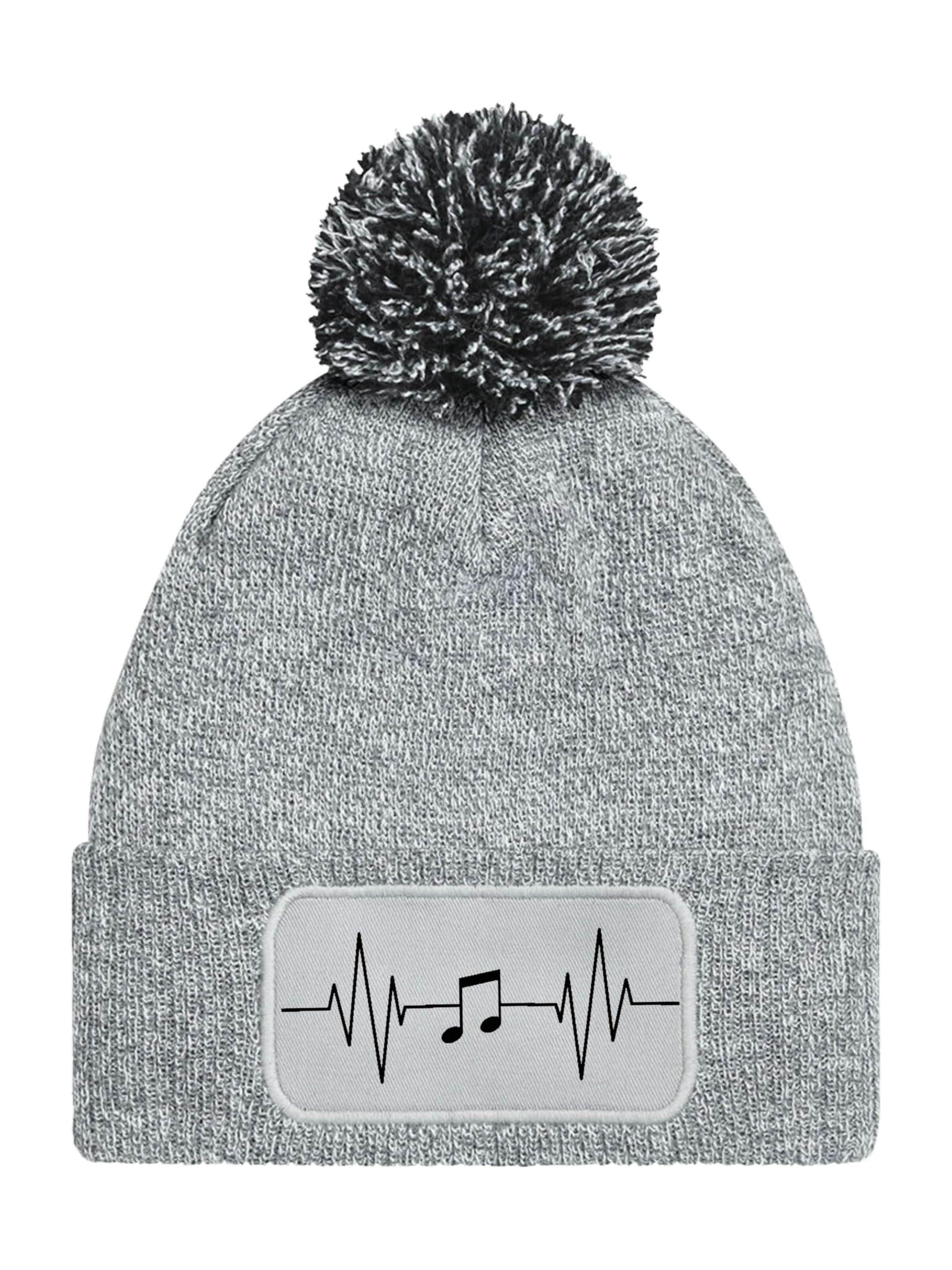 Youth Designz Mütze 'Heartbeat Musik'‌‌‌‌‌ in Grau: Vorderseite