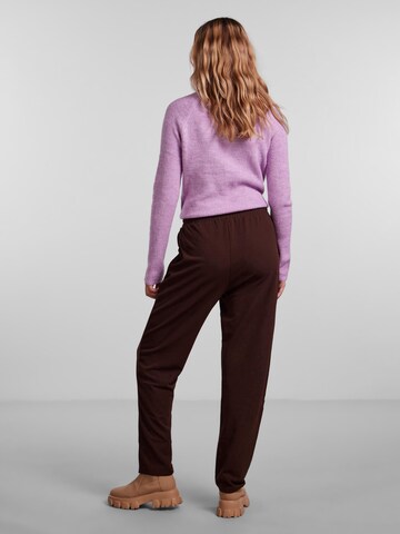 PIECES Regular Trousers 'Nathaly' in Brown