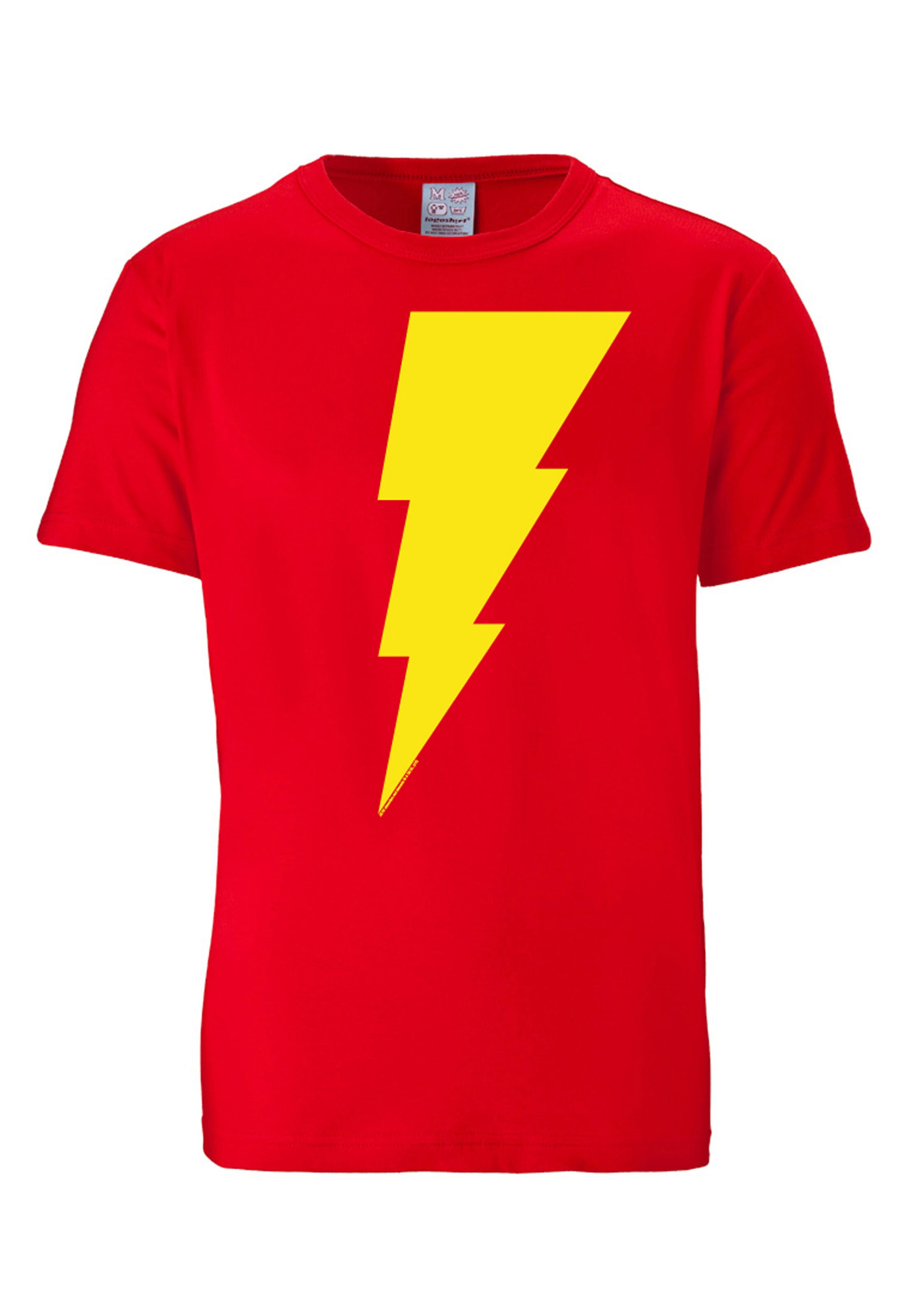 LOGOSHIRT Shirt 'DC Comics - Shazam' in Red: front