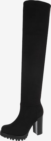 Ital-Design Over the Knee Boots in Black: front