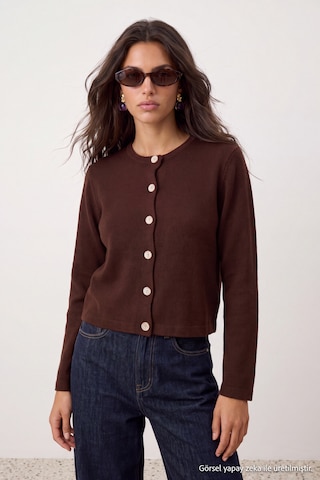 Trendyol Gebreid vest in Bruin: voorkant