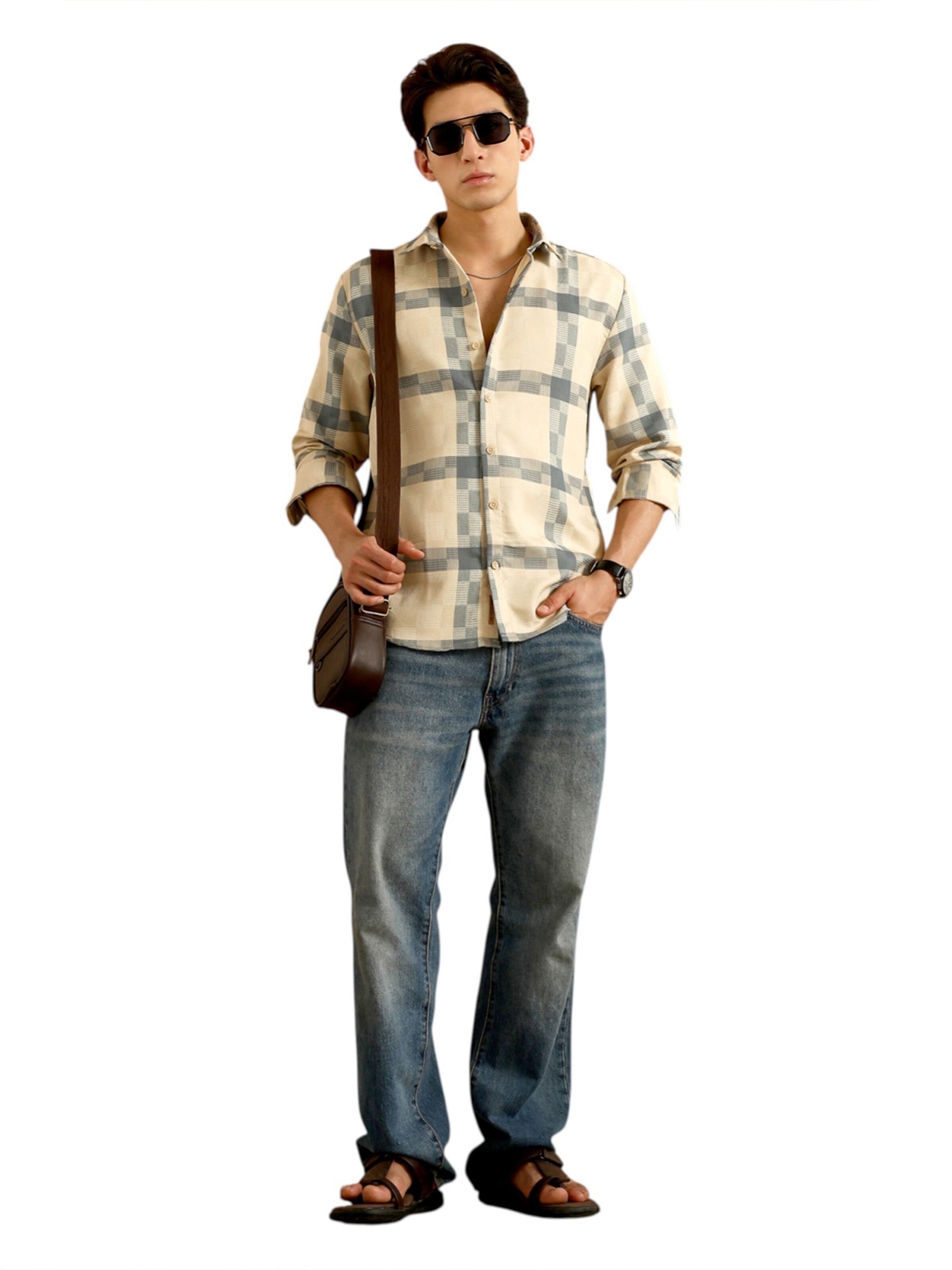 Campus Sutra Klasický střih Košile 'Anahi' – béžová