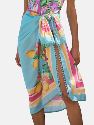 love & roses - Toalla de playa en azul: frente