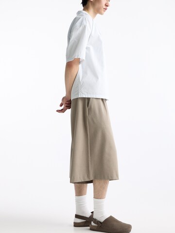 Pull&Bear Wide leg Pleat-front trousers in Grey