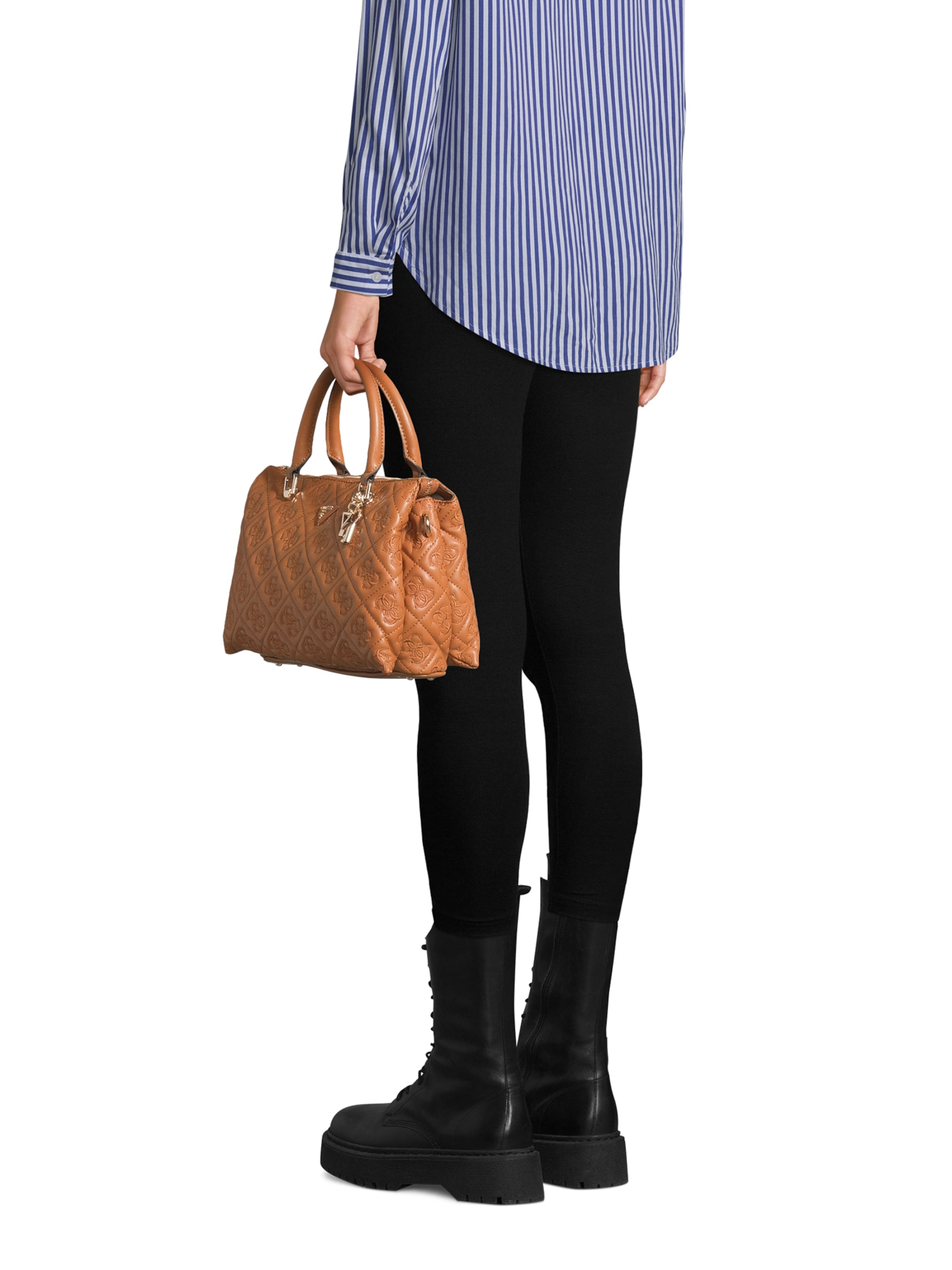 GUESS Handbag 'ADELASIA MULTI COMP SATCHEL' in Brown