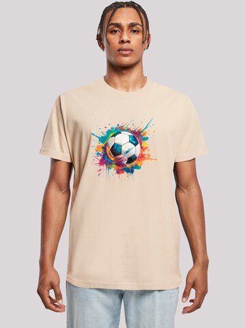F4NT4STIC T-Shirt 'Bunte Fußball Grafik' in Beige: Vorderseite
