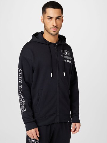 UNDER ARMOUR - Sudadera con cremallera deportiva en negro: frente