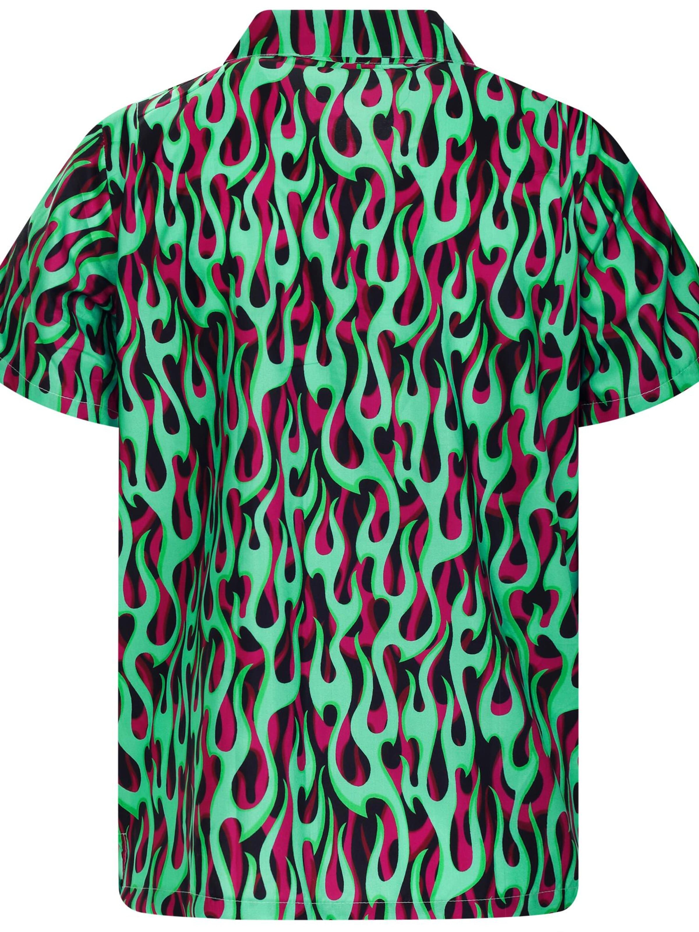 Maglietta 'Flames Allover' di King Kameha in verde