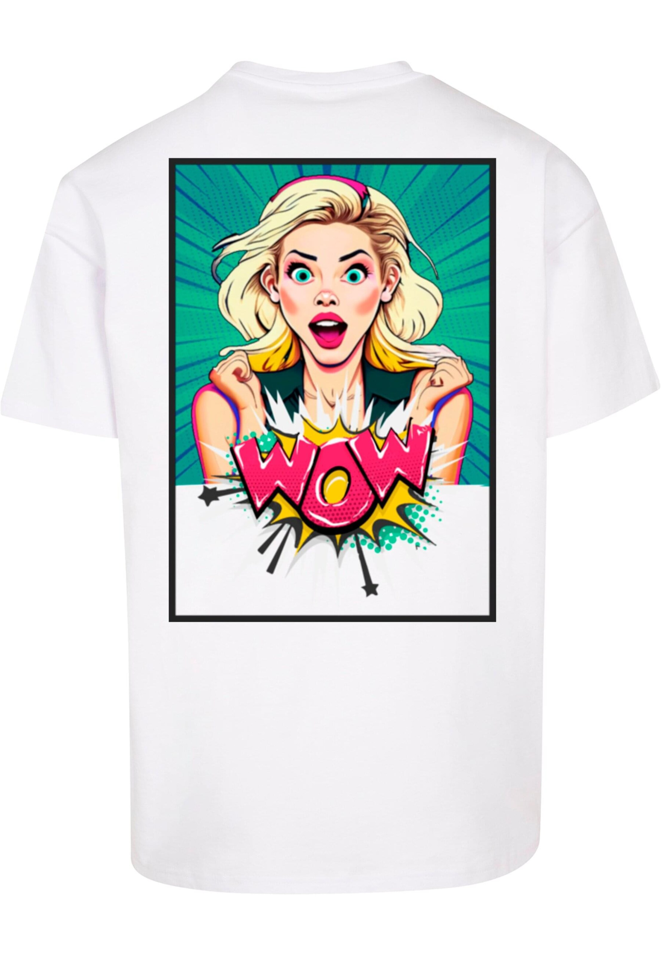 Merchcode Shirt 'WOW  Comic' in Weiß