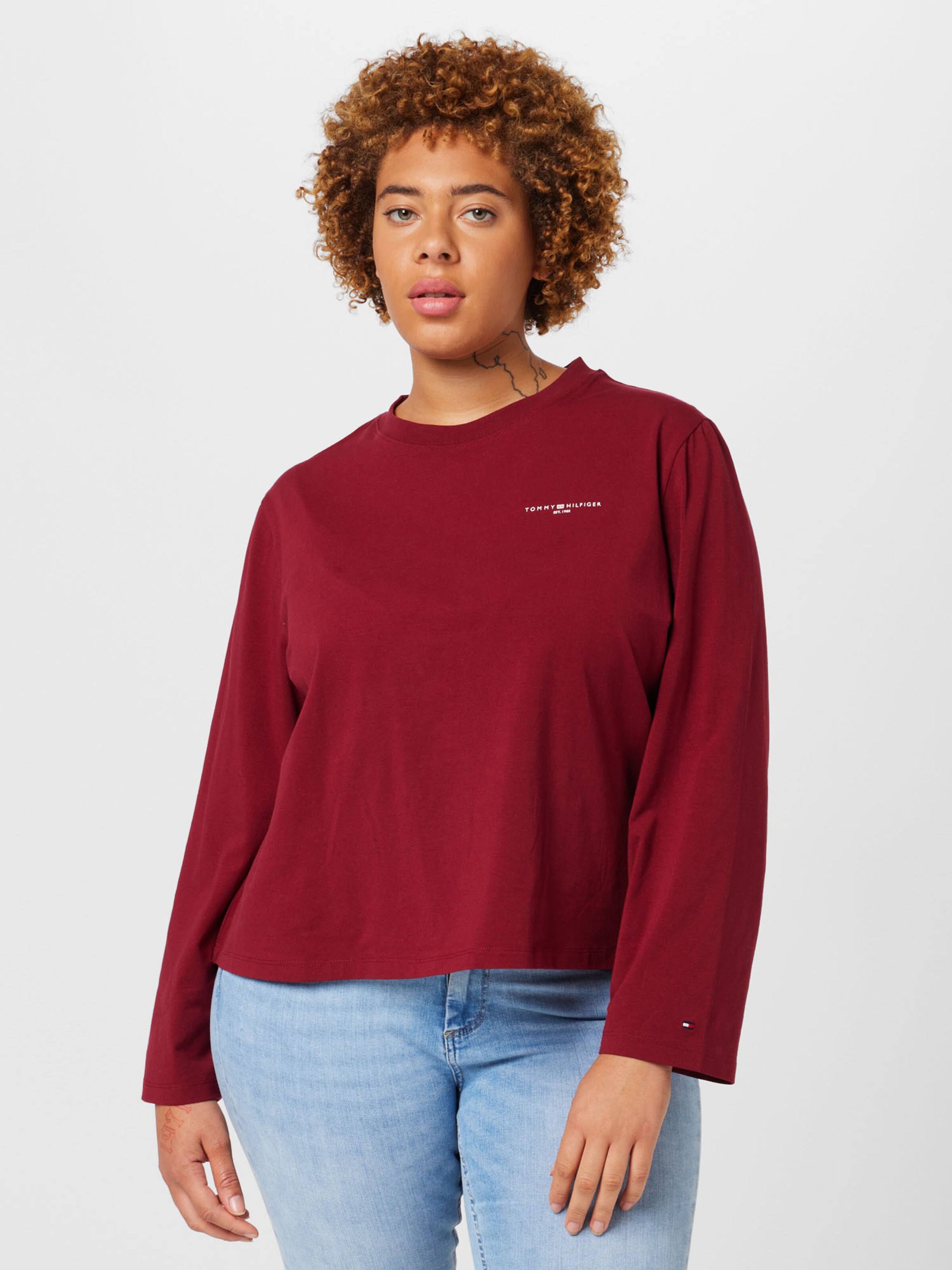Red long sleeve tommy outlet hilfiger shirt