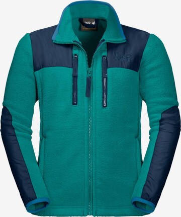 JACK WOLFSKIN Athletic Fleece Jacket in Green: front