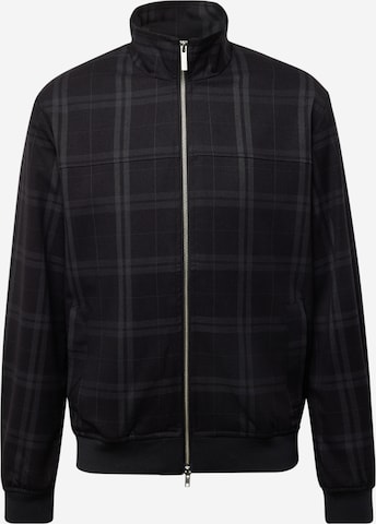 Les Deux Sweatvest 'Como Check Harrington' in Grijs: voorkant