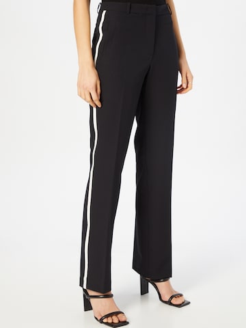 MORE & MORE Regular Trousers with creases 'Marlene' in Black: front