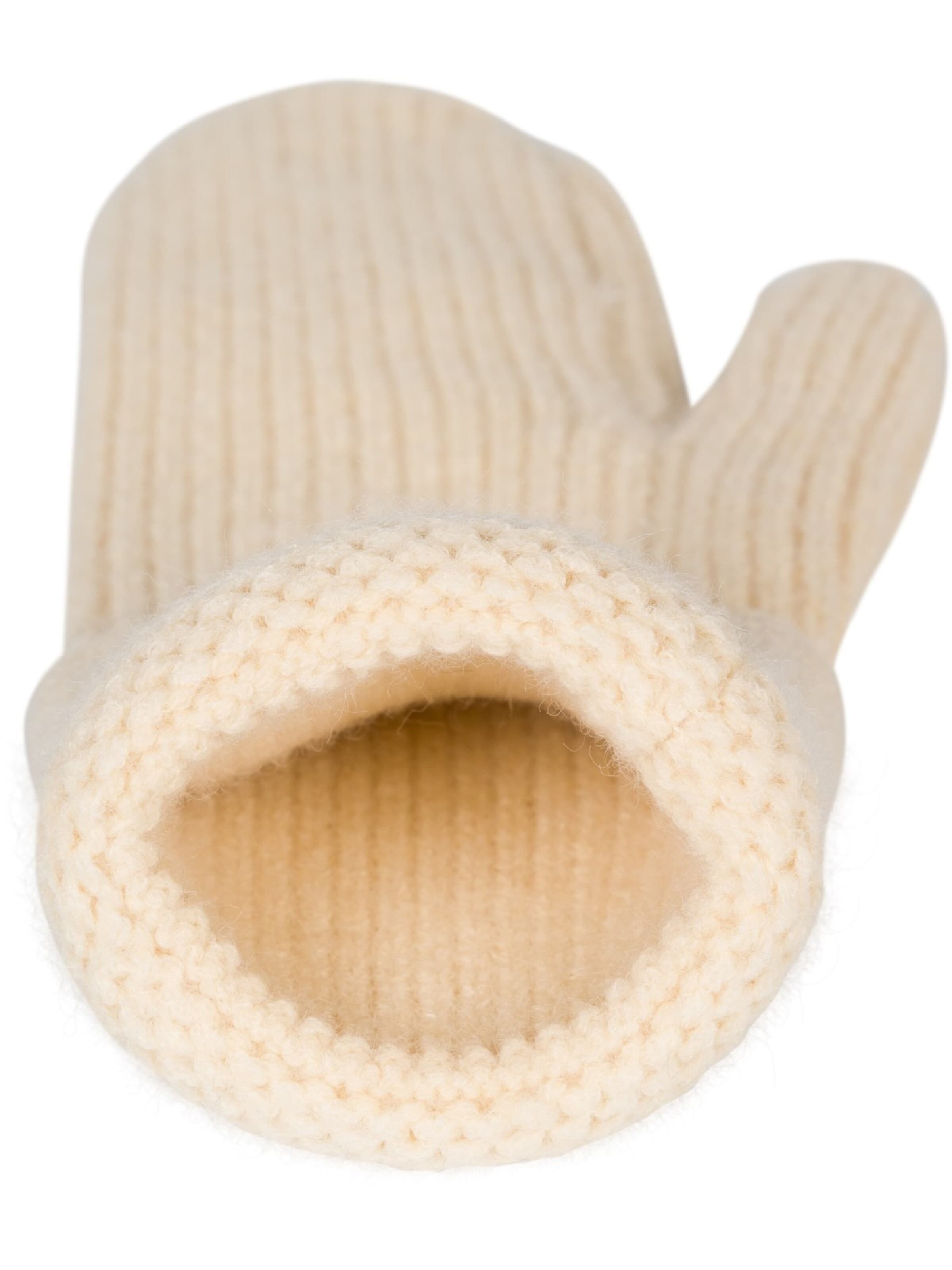 styleBREAKER Fingerhandschuhe 'Strick Fäustlinge mit gemustertem Bund'‌‌‌‌‌‌‌‌‌‌ in Beige