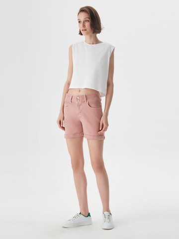 LTB - Slimfit Calças 'BECKY' em rosa