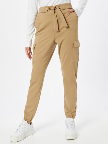 ONLY Tapered Cargo Pants 'Poptrash' in Beige: front