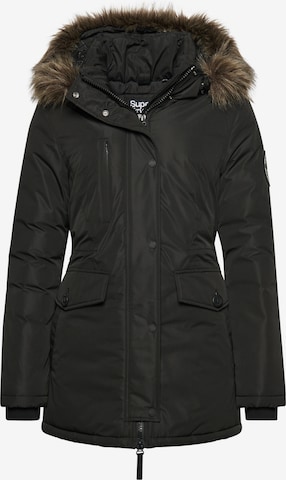 Superdry Winterparka 'Ashley Everest' in Zwart: voorkant