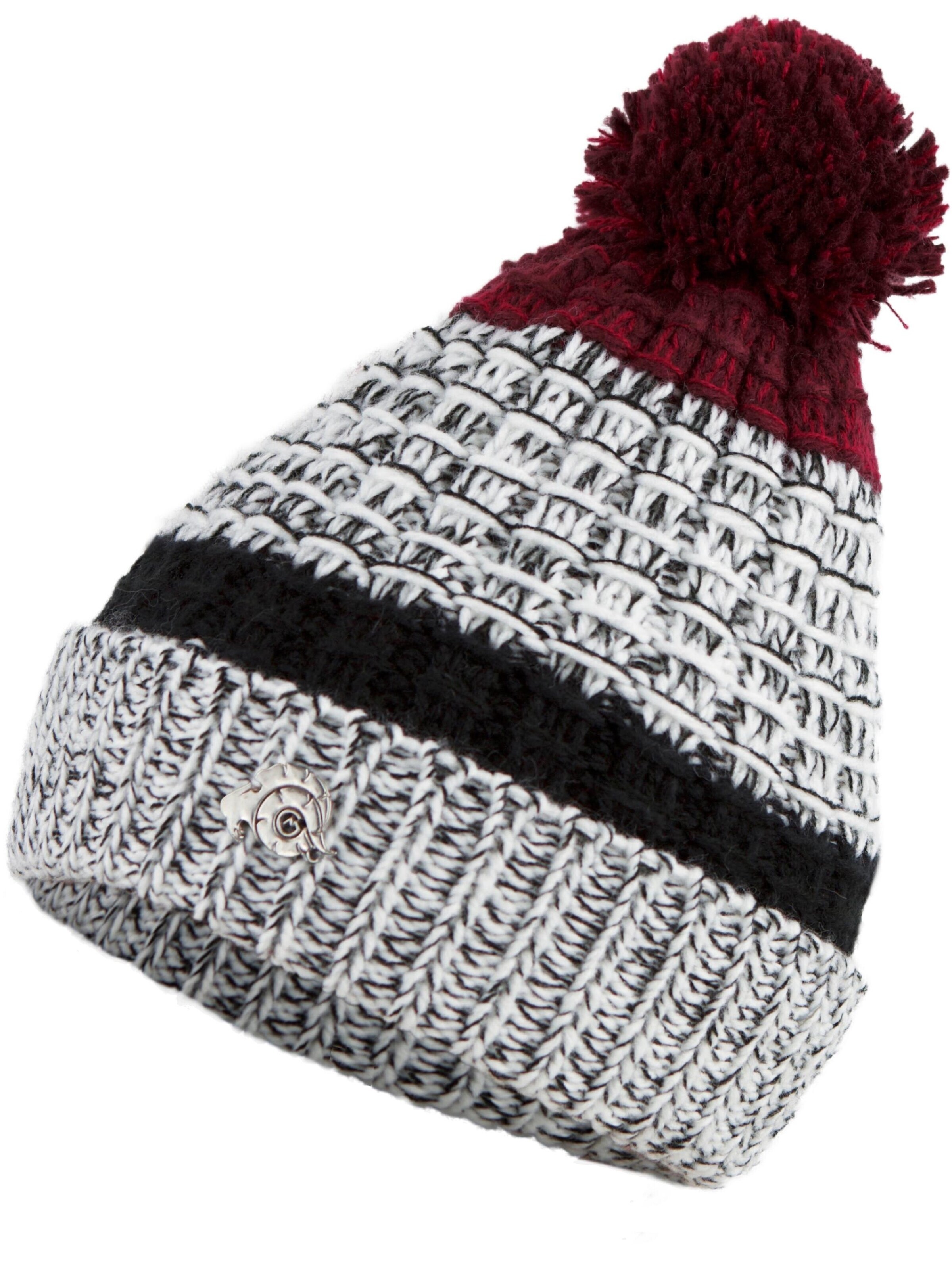 Guggen Mountain Mütze 'Mütze K109 Wintermütze mit Bommel und leichtem Fleecefutter'‌‌‌‌‌‌‌ in Weiß: Vorderseite