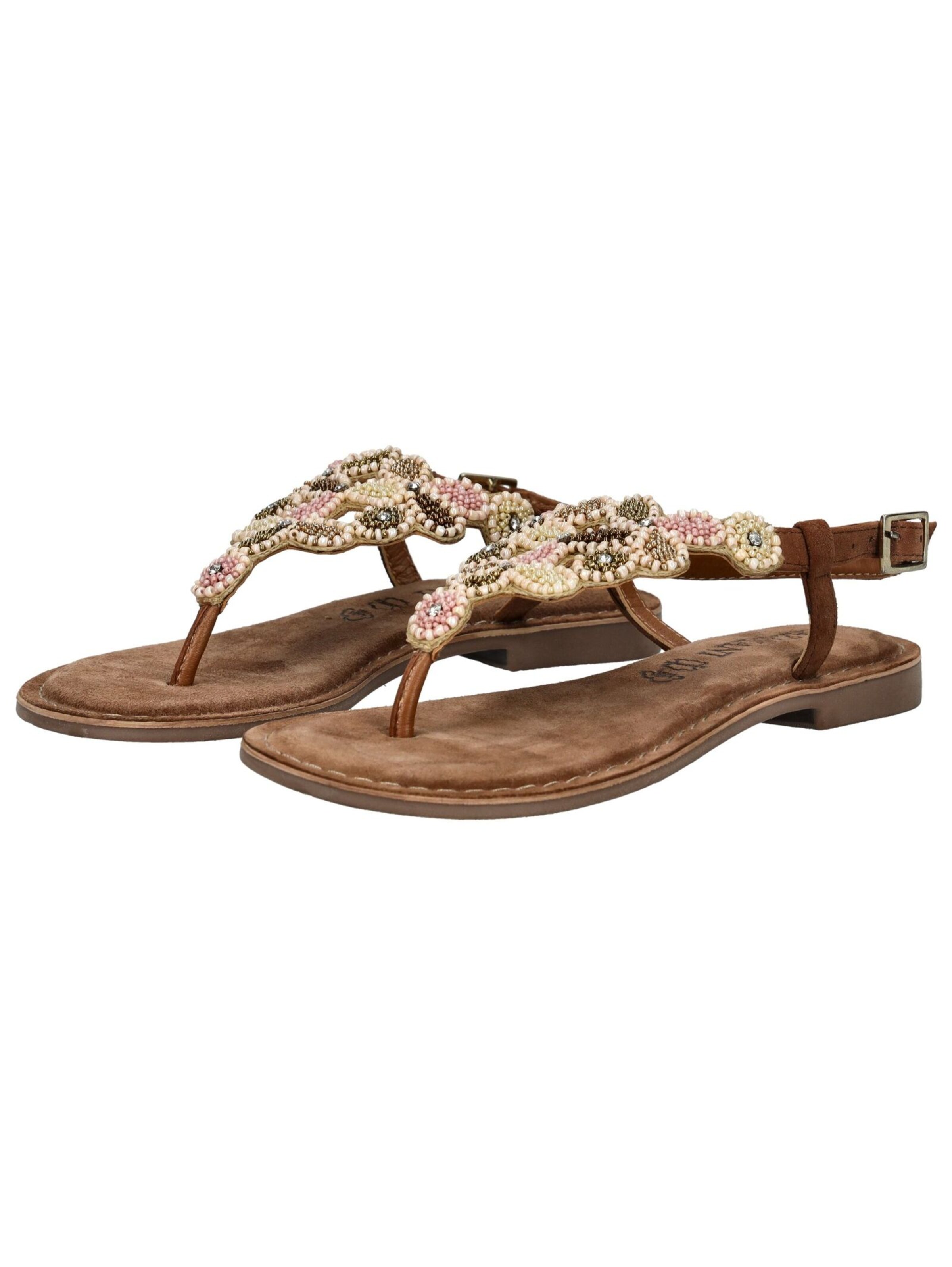 LAZAMANI T-Bar Sandals in Brown