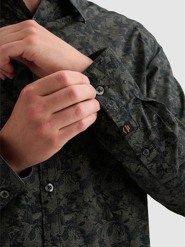 PME Legend Regular fit Button Up Shirt 'Shirt with allover print and embroidered logo' in Blue