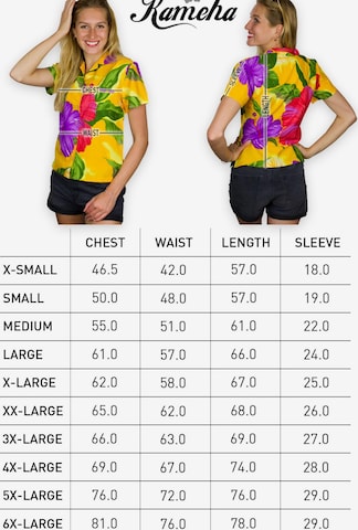 King Kameha Blouse 'Big Flower' in Yellow: front