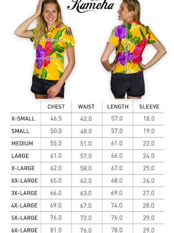 Camicia da donna 'Big Flower' di King Kameha in giallo