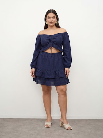 CITA MAASS Overdel 'Broderie Anglaise' i blå