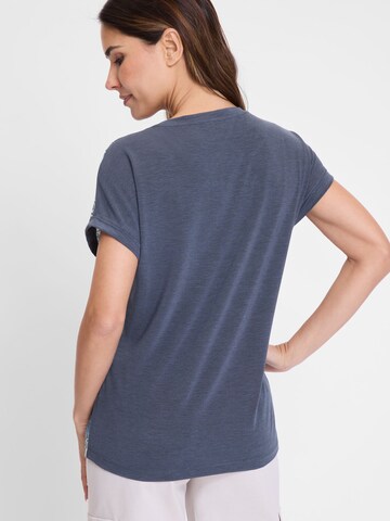 Olsen T-Shirt Rückseite mit zarter Glanzoptik in Blau